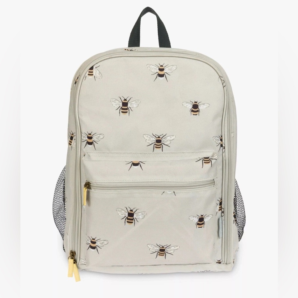 NWT Sophie Allport Picnic Rucksack Bee Print W/ Plates, Glasses & Cutlery For 4
